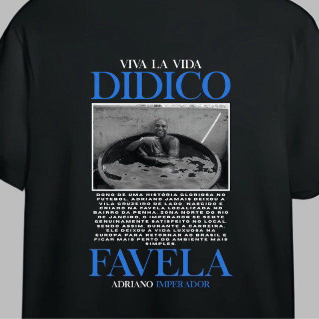 Camiseta Streetwear Didico Adriano Imperador Jogador Futebol 100% Algodão 30.1 Streetwear