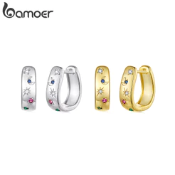 Brincos Bamoer 2 Cores Zircão Colorido Para Mulheres Meninas Joias Da Moda