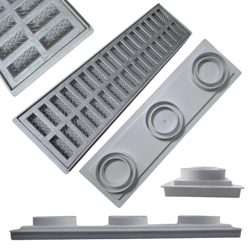 Ralo para Laje 15x50 Aluminio Quintal Sacada com Tela Coletor Raso Cinza