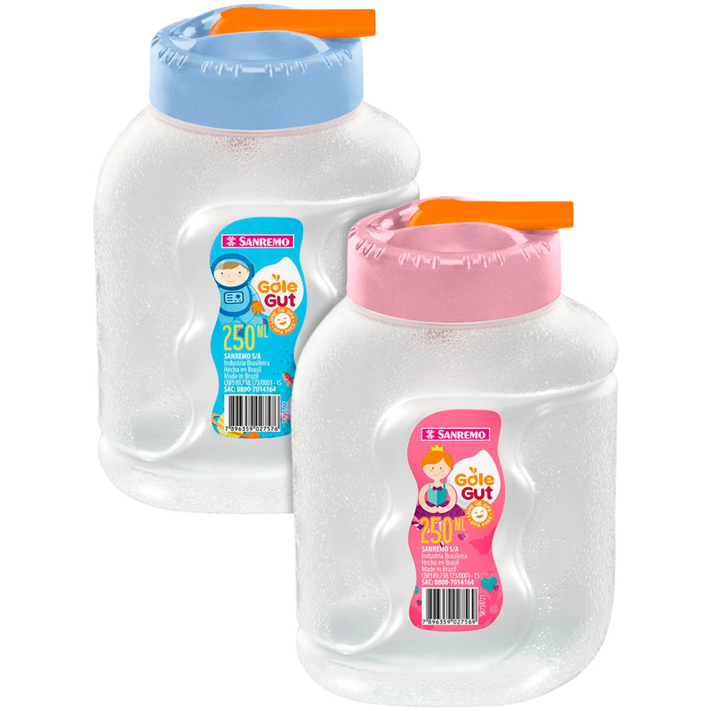 Garrafa Infantil Sanremo 250ml C/ Bico E Tampa P/ Escola Água E Suco Antivazamento em Oferta na Shopee