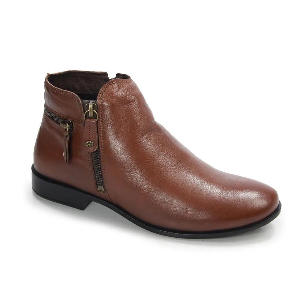 BOTA PERLATTO LUNA COURO ZIPER REF LUN002E FEMININO