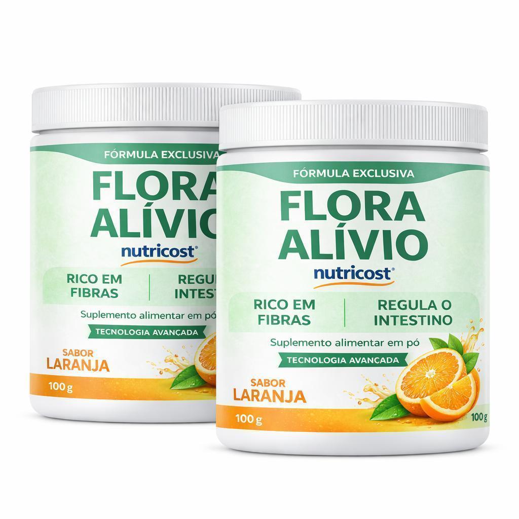 2x Flora Alívio 100g Suplemento Uso Diário Sabor Laranja Suplemento Uso Diário Suporte ao Intestino