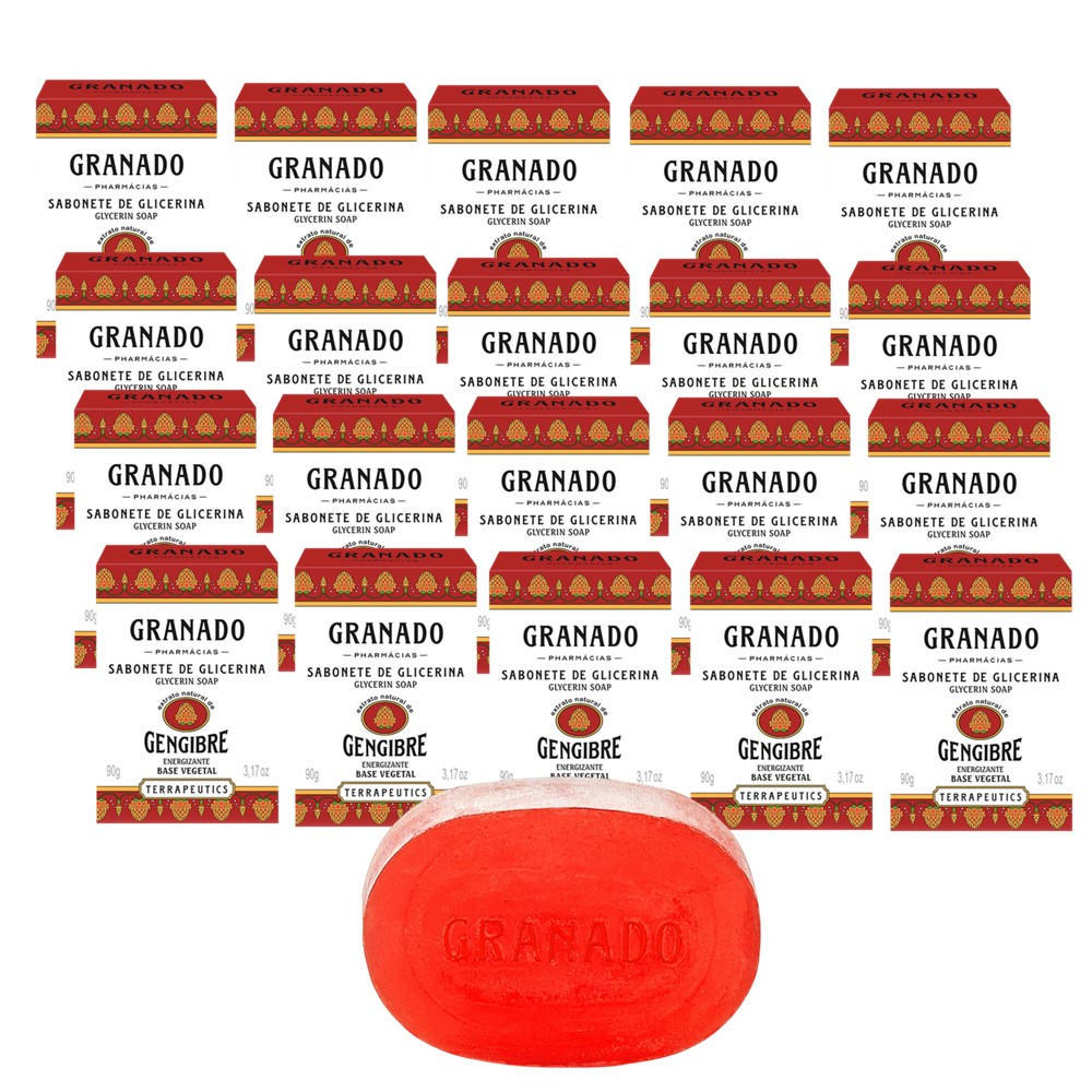 Kit 20 Sabonete Phebo Granado Gengibre Energizante Glicerina Vegetal Natural em Barra 90g