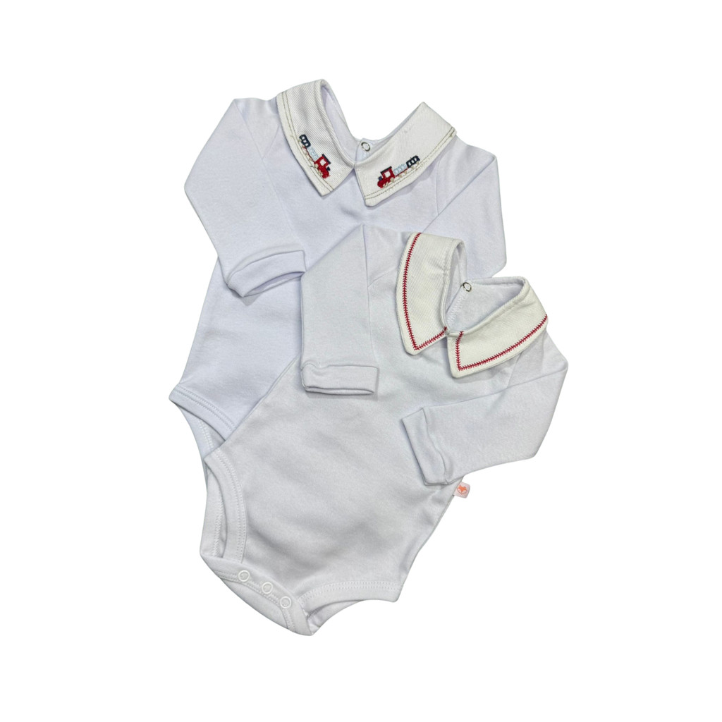 Kit 2 Body Gola Bordada Otolina My Baby Menino Trenzinho