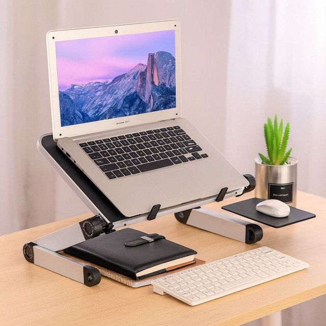 Suporte Notebook Alumínio Ajustável Dobrável de Mesa Portátil Ergonômico Multifuncional Home Office