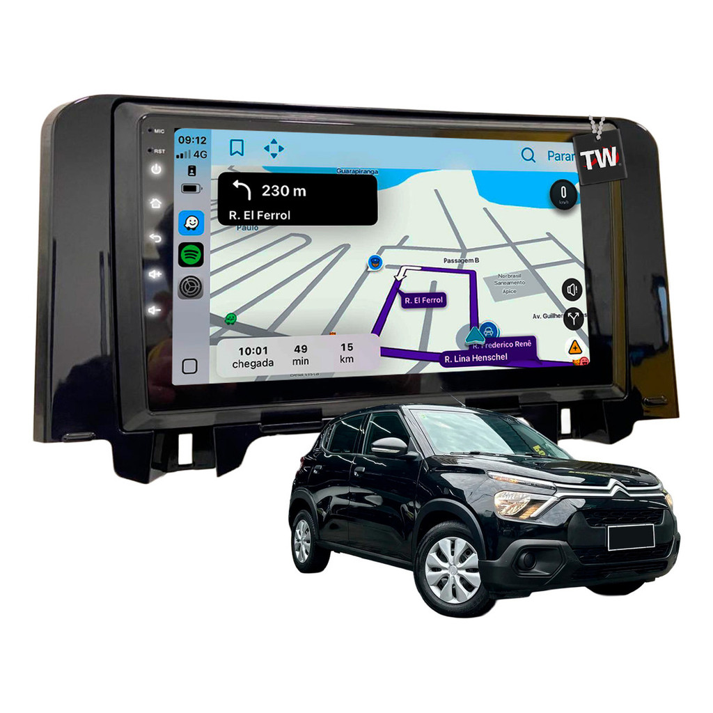 Kit Multimídia Mp10 Gps Carplay Sem Fio Citroen C3 2023-2026
