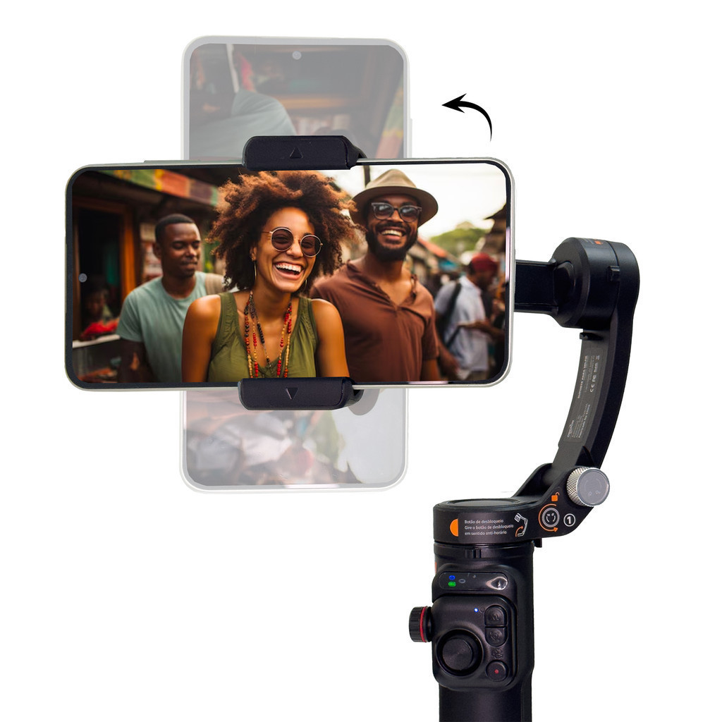 Suporte Para Selfie Estabilizador Inteligente Gimbal Celular Smartphone 3 Eixos C/ IA Modo Tripé