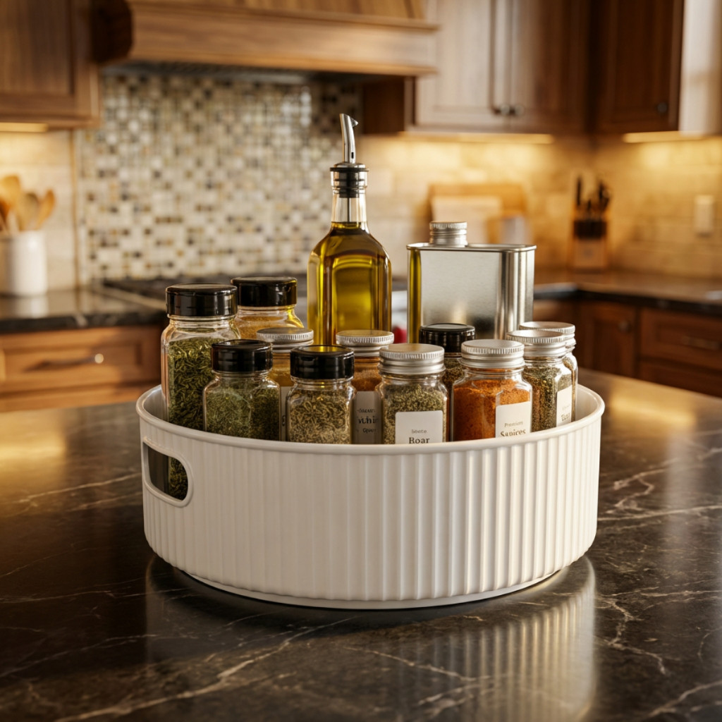 Organizador Giratório  Multiuso  Bandeja para Cozinha, Temperos Frutas Maquiagem Banheiro ...