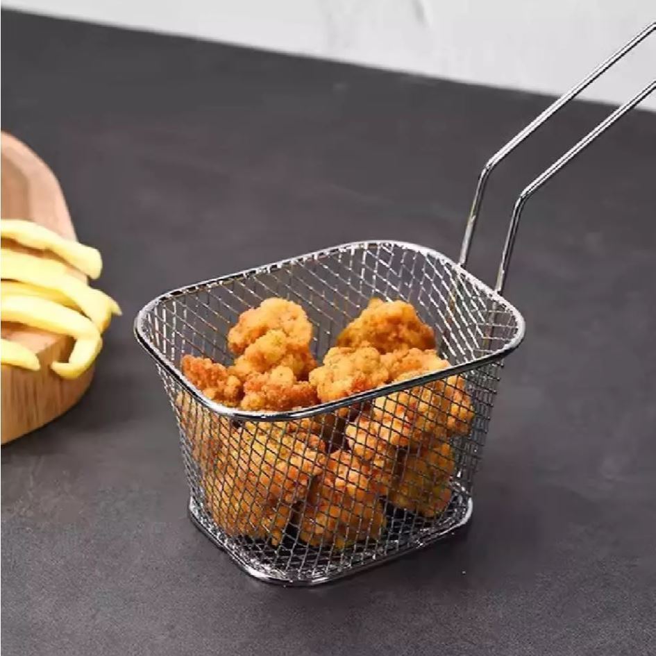 Cesto Aramado Para Fritar Petiscos Batata Nuggets Coxinha Aço Inox
