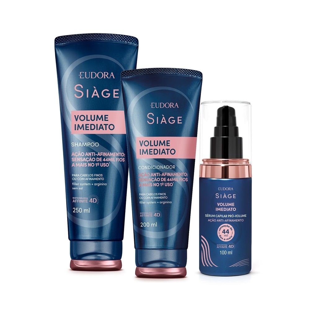 Combo Siàge Volume Imediato: Shampoo 250ml + Condicionador 200ml + Sérum Pró-Volume 100ml