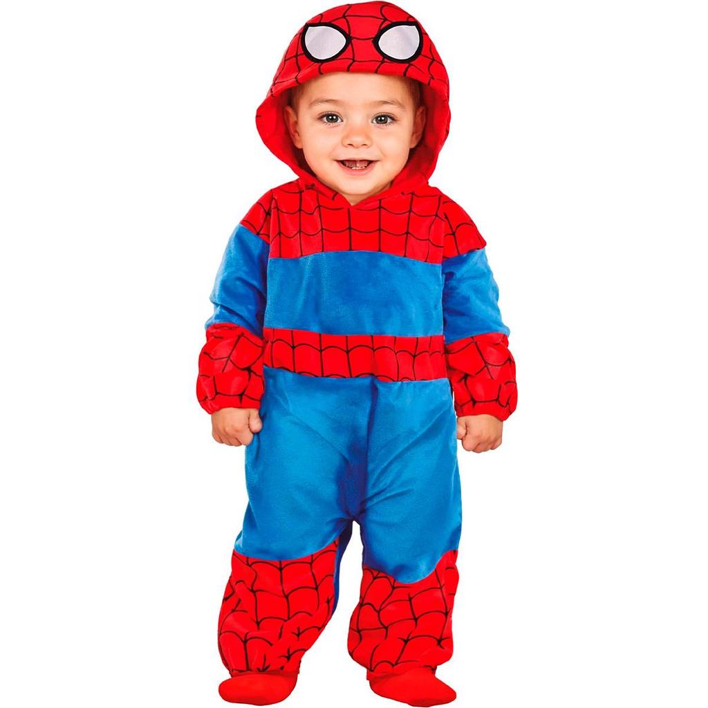 Fantasia Homem Aranha Bebe Menino Macacão Macio com Capuz
