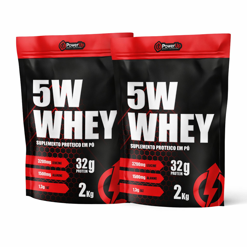 2x Whey Protein 5W Power UP 2 Pacotes (4kg Total) Concetrado Isolado Hidrolisado em Oferta na Shopee