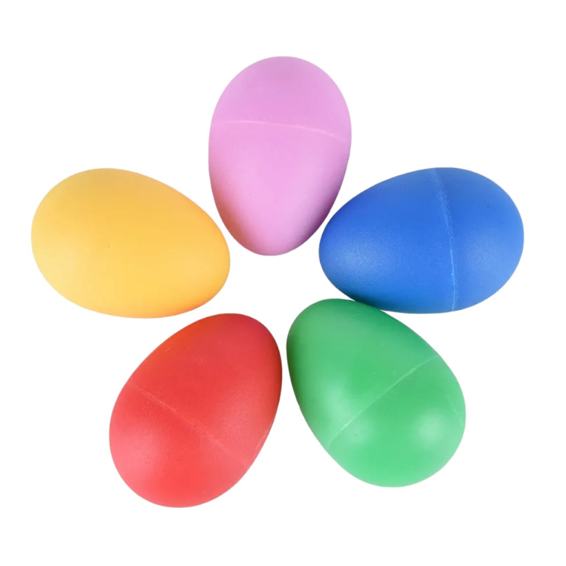 Kit com 5 Ovinhos de Percussão e Musicalização Ganzá Maraca Chocalho
