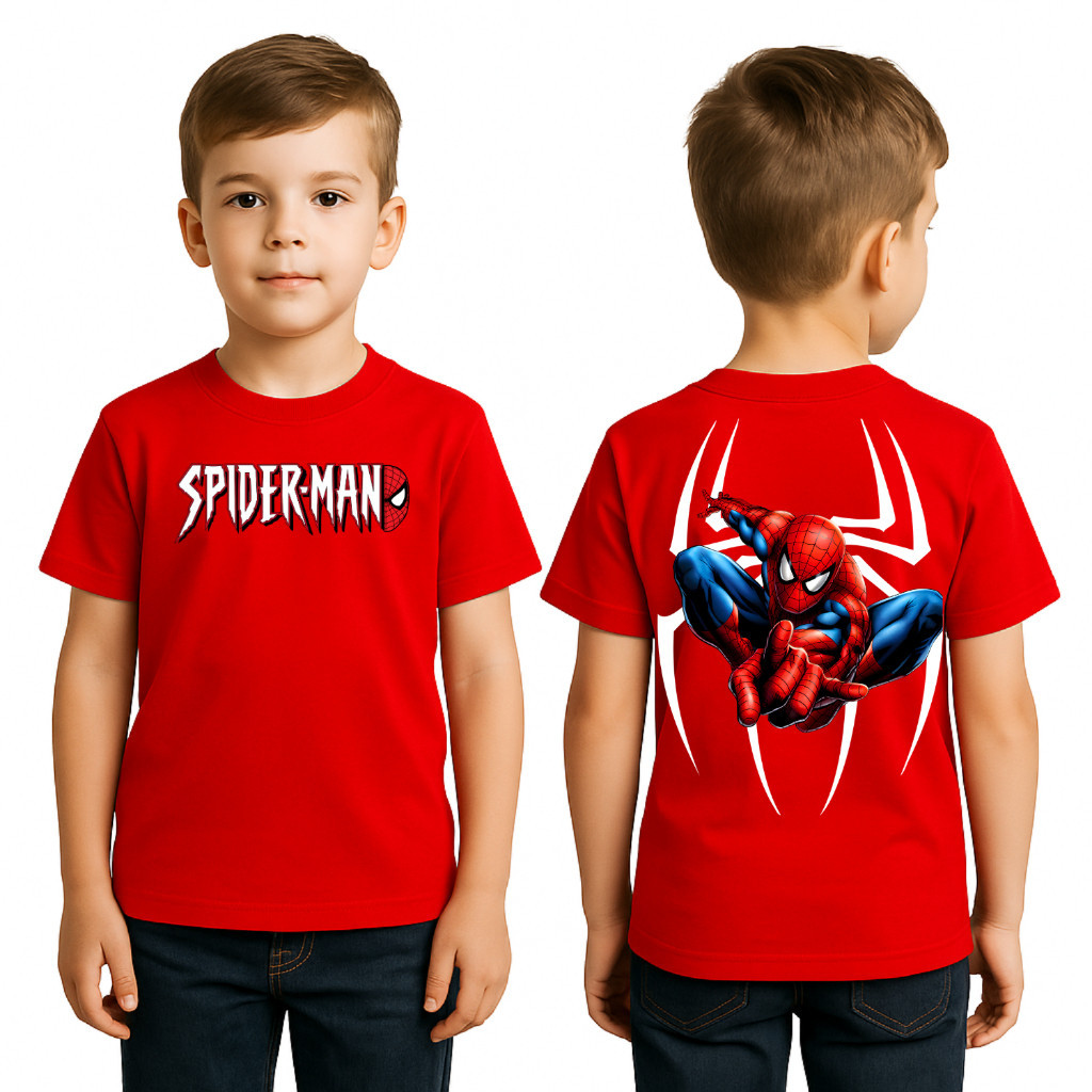 Camiseta Infantil Personagem Homem Aranha Menino Camisa Casual Algodão Leve Estampa Exclusiva
