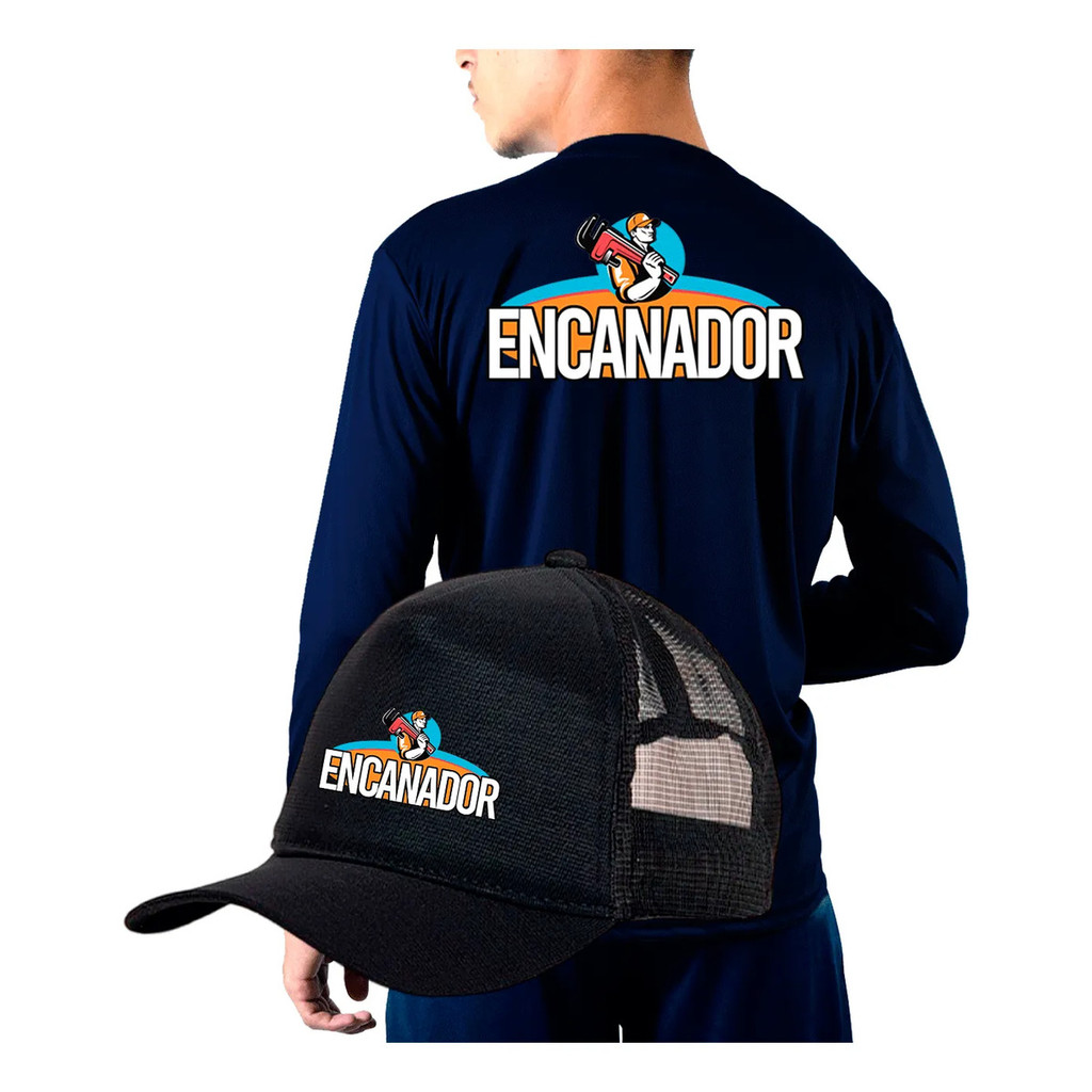Kit Camiseta Com Boné Encanador Uniforme Trabalho Farda Leve