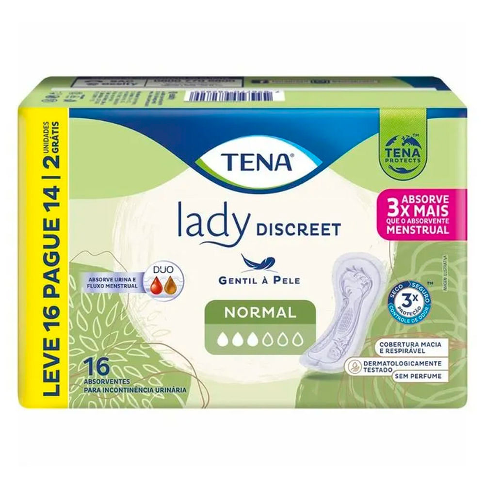 Absorvente Tena Lady Discreet Normal para Incontinência Urinária Leve 16 e Pague 14 Unidades em Oferta na Shopee