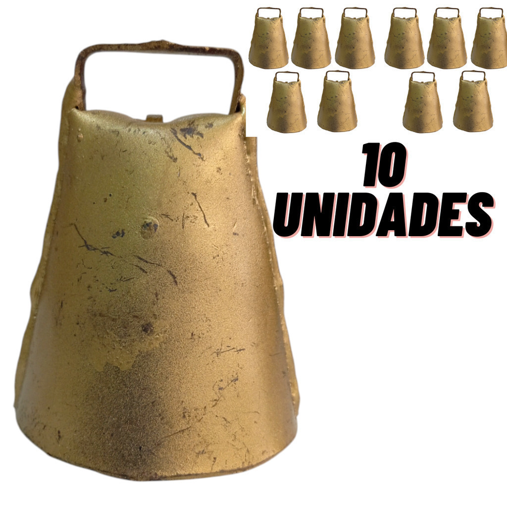 kit 10 Sino de latão pequeno Sincerro para Cabras Bode Cabritos Bezerros Garrotes Boi Touro pequeno 6cm