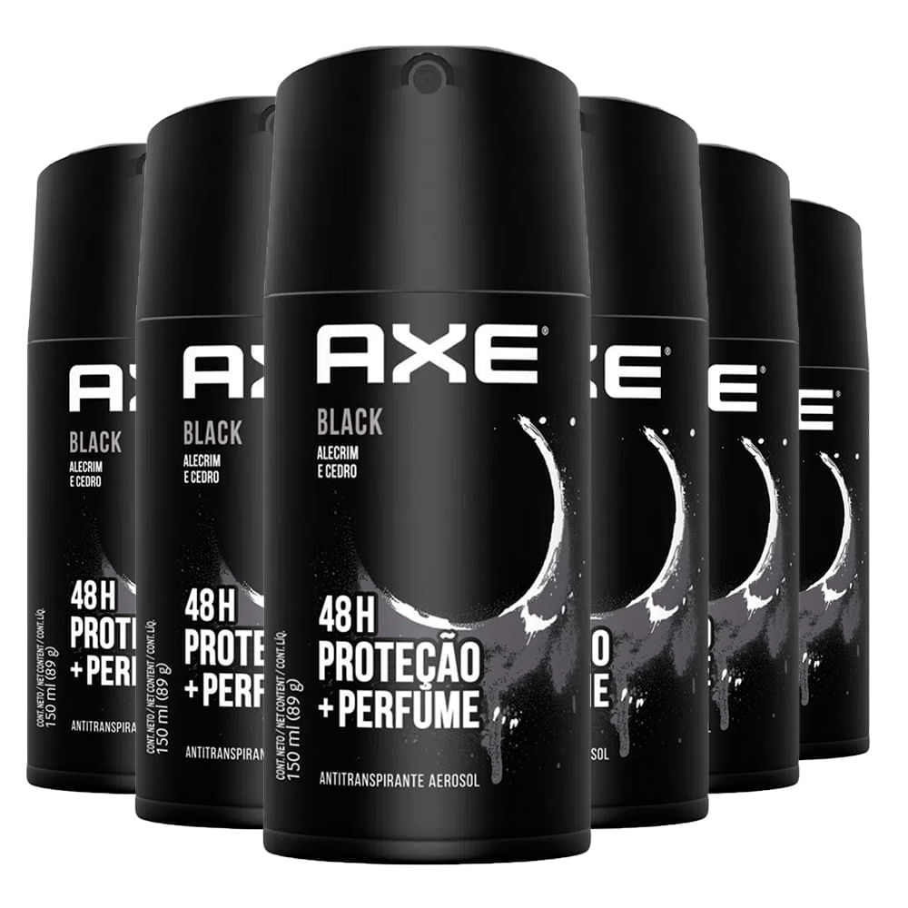 Kit Desodorante Antitranspirante Aerosol Axe Black 90g - 6 unidades em Oferta na Shopee
