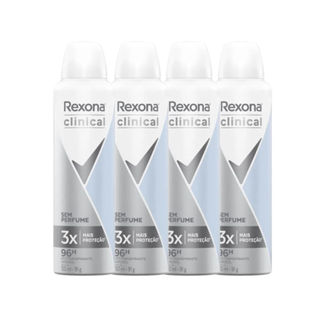 Kit Desodorante Antitranspirante Aerosol Rexona Clinical Sem Perfume 150ml - 4 Unidades em Oferta na Shopee