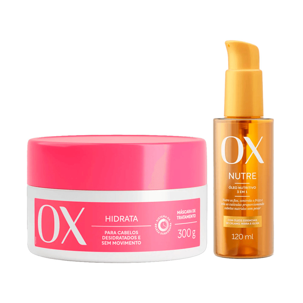 Kit Máscara De Tratamento Ox Hidrata 300g Mais Óleo Capilar OX Nutritivo 3 Em 1 120ml
