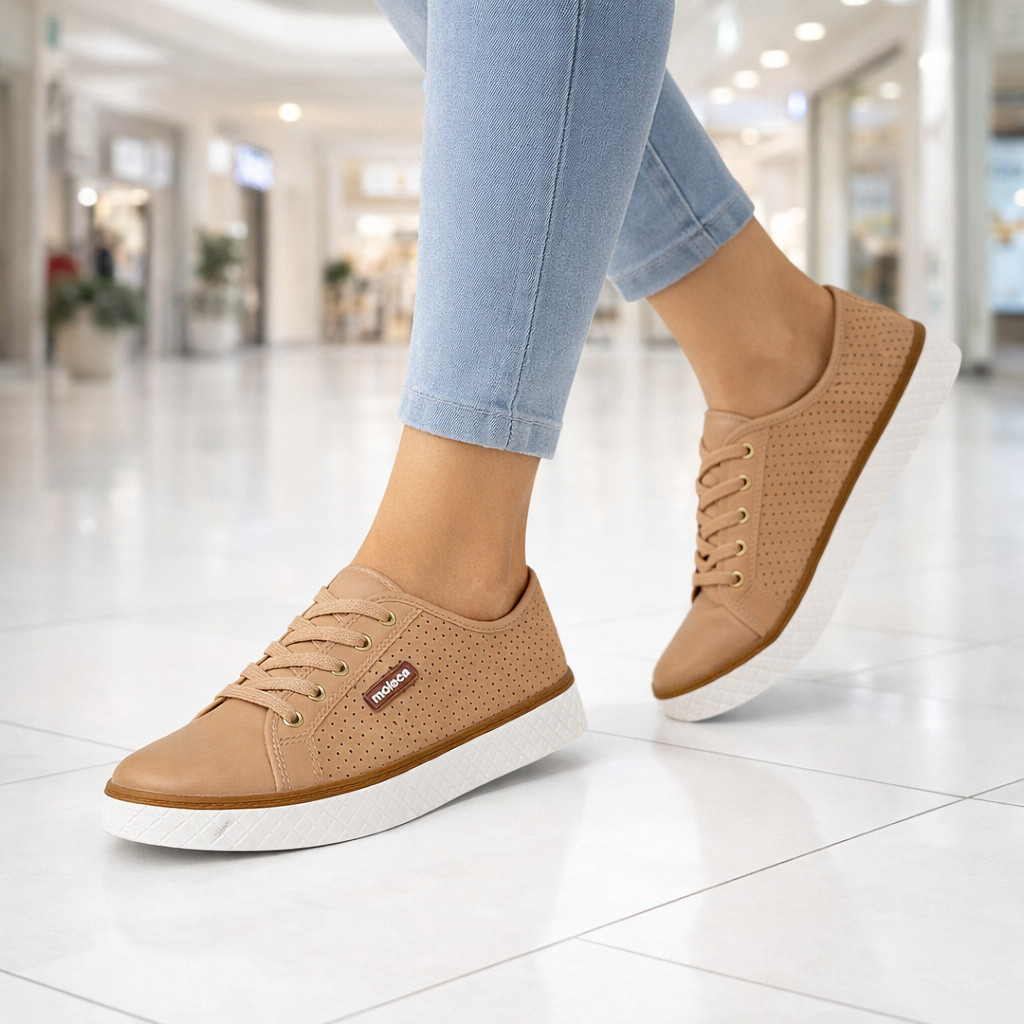 Tênis Feminino Casual Moleca Micro Furinhos Leve e Confortável Original Dia dia, Tênis Casual Moleca