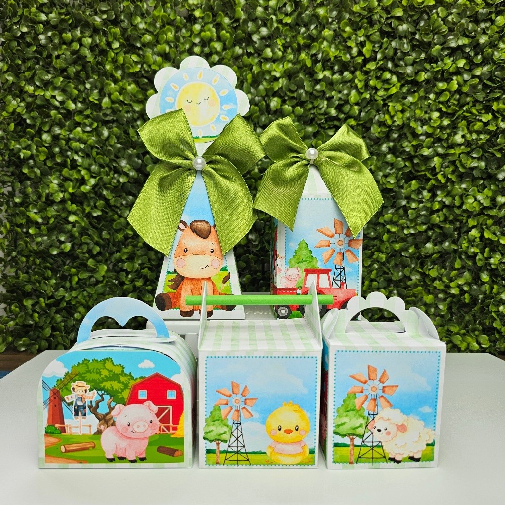 Kit Caixa Montada FAZENDINHA VERDE  - Personalizados - Festa infantil - Aniversário - Lembrancinha