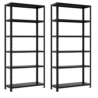 Kit 2 Prateleira Estante Armário Aço 6 Bandejas 90cm Preto Romero