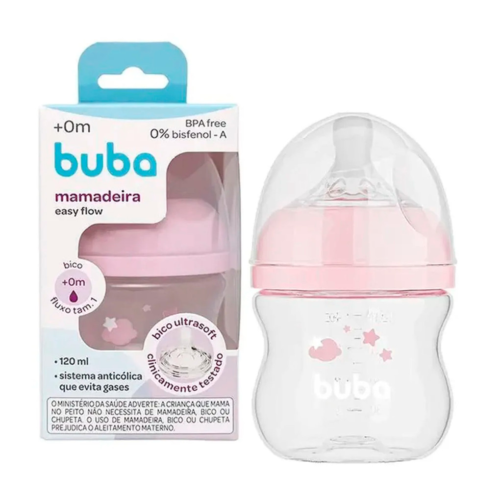 Mamadeira Buba Easy Flow Nuvem Rosa 120ml em Oferta na Shopee