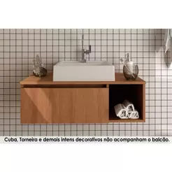 Bancada de Banheiro Suspenso BN3601 1 Porta cor Amêndoa - Tecno Mobili