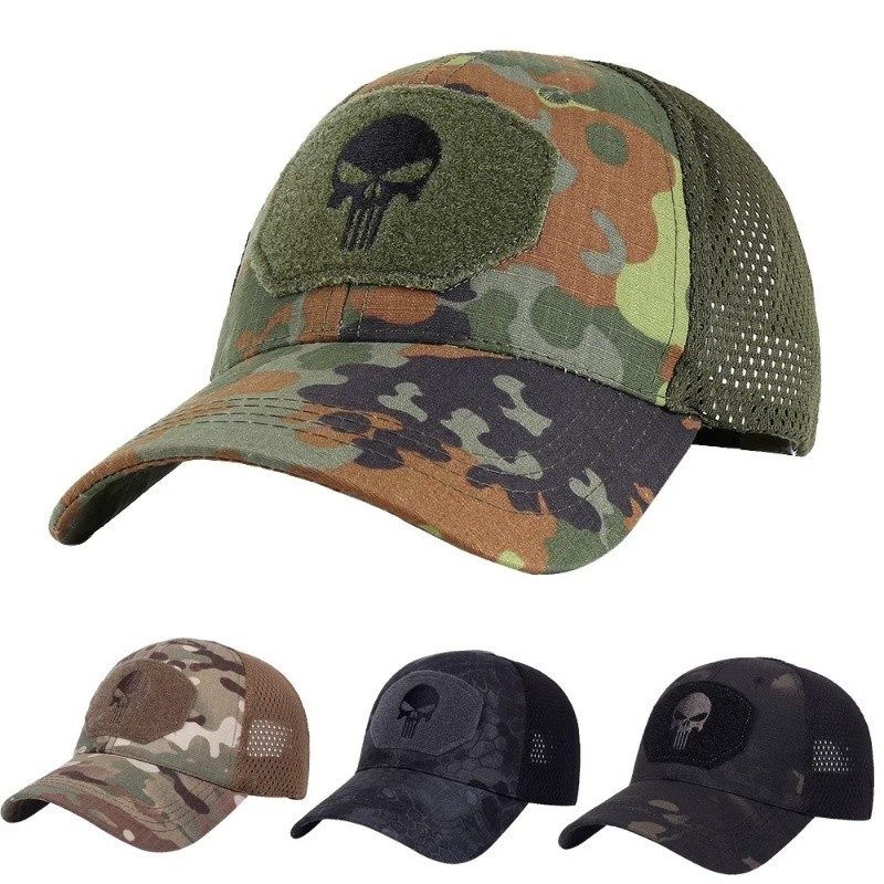 Camuflagem chapéu tático boné cúpula respirável boné de beisebol ao ar livre militar fã boné Velcro