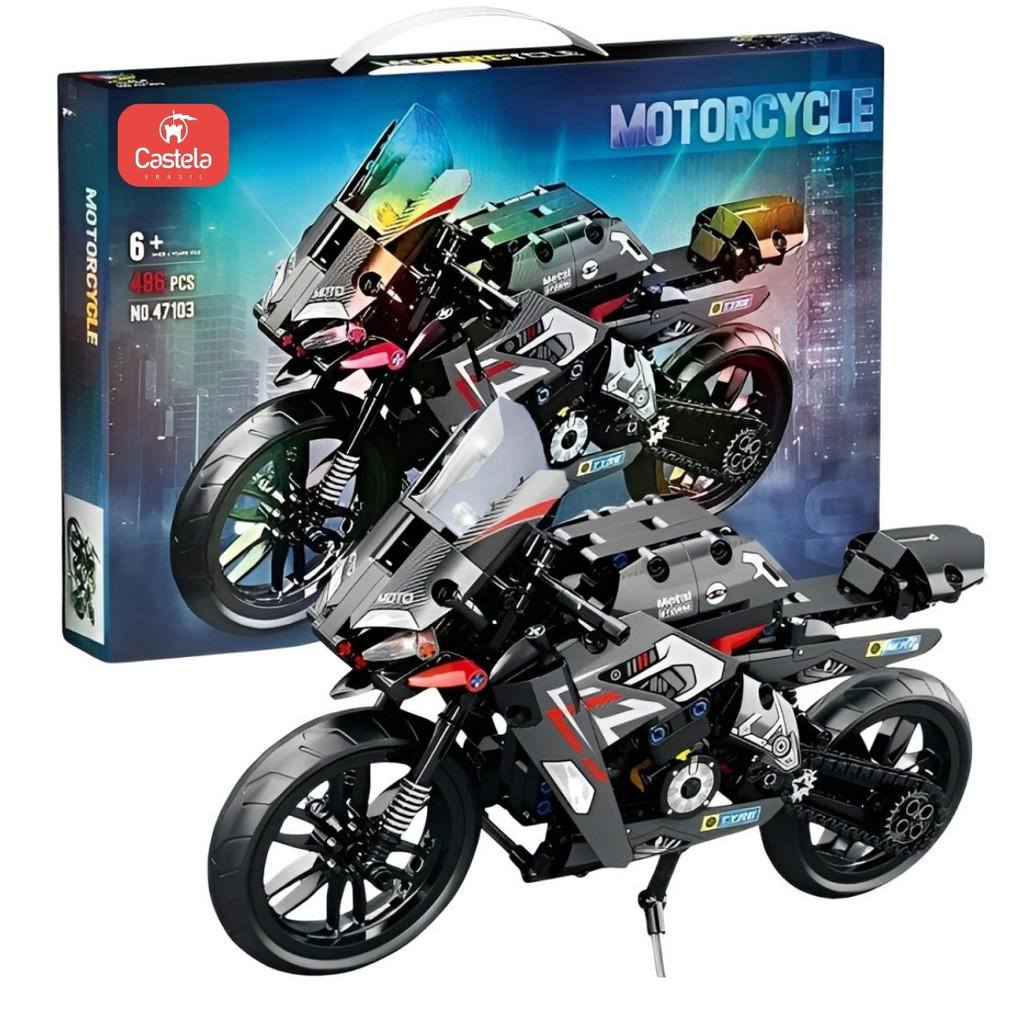 Blocos de Montar Motocicleta Esportiva 480 Peças - Castela em Oferta na Shopee