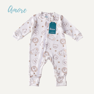 Macacão de Bebê Amore Vira Pé Amiguinhos Com Zíper 100% Algodão em Oferta na Shopee