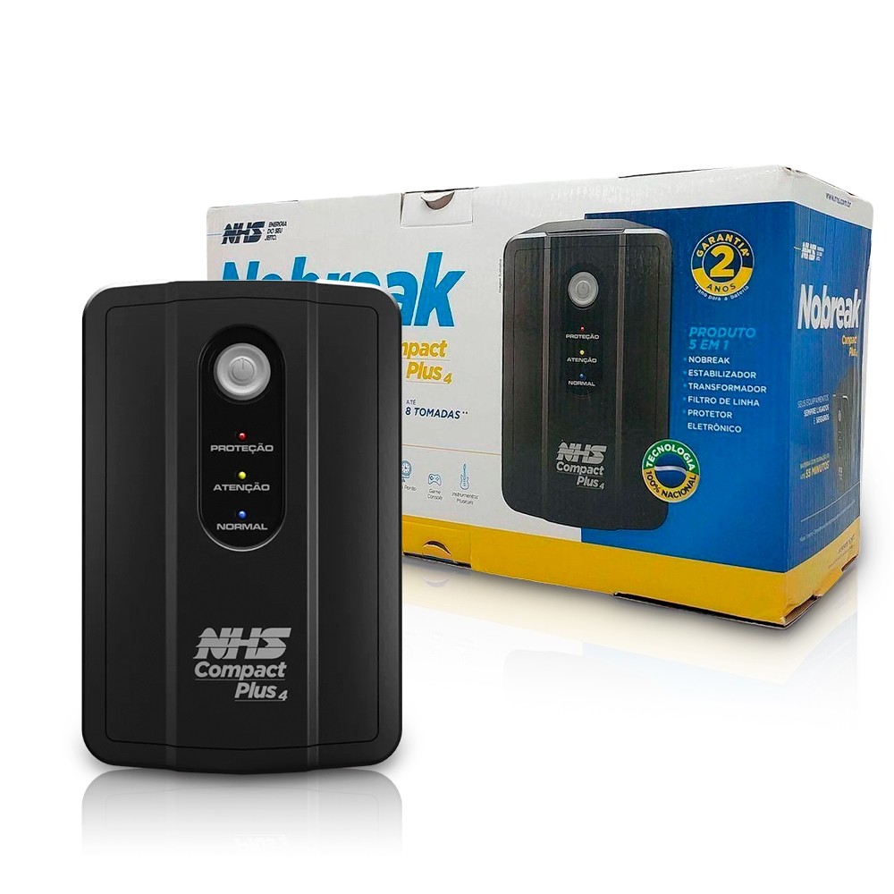 Nobreak NHS Compact Plus 4 Senoidal 91.B0.A01400 Entrada Bivolt Saída 120V (1400VA/2b.9Ah) em Oferta na Shopee