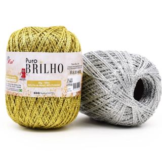 Linha Puro Brilho 100m/55g -  Dourado/Prata, Tricô, Crochê, Artesanato - Fial em Oferta na Shopee
