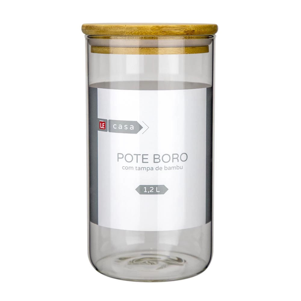 Pote para Mantimento Cazza em Vidro Borosilicato Hermético com Tampa Bambu 1,2L em Oferta na Shopee