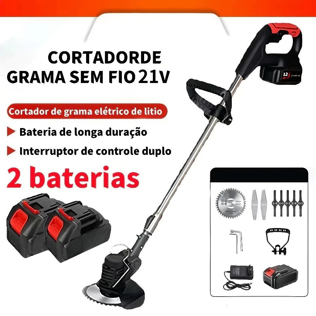 Aparador Cortador De Grama  cortador de grama elétrico sem fio com bateria de lítio de 21 V recarregável em Oferta na Shopee