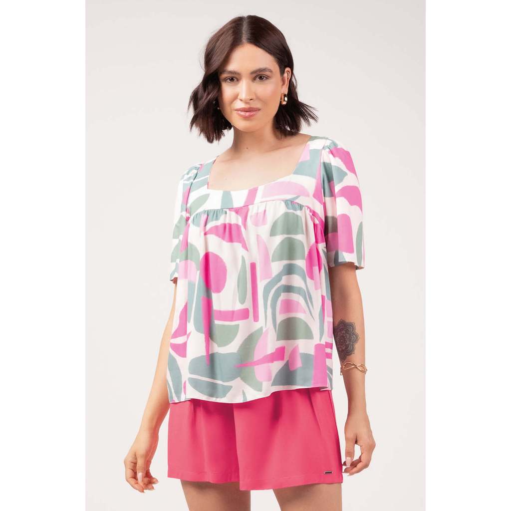 Shorts Feminino Franzido Marialícia Rosa em Oferta na Shopee