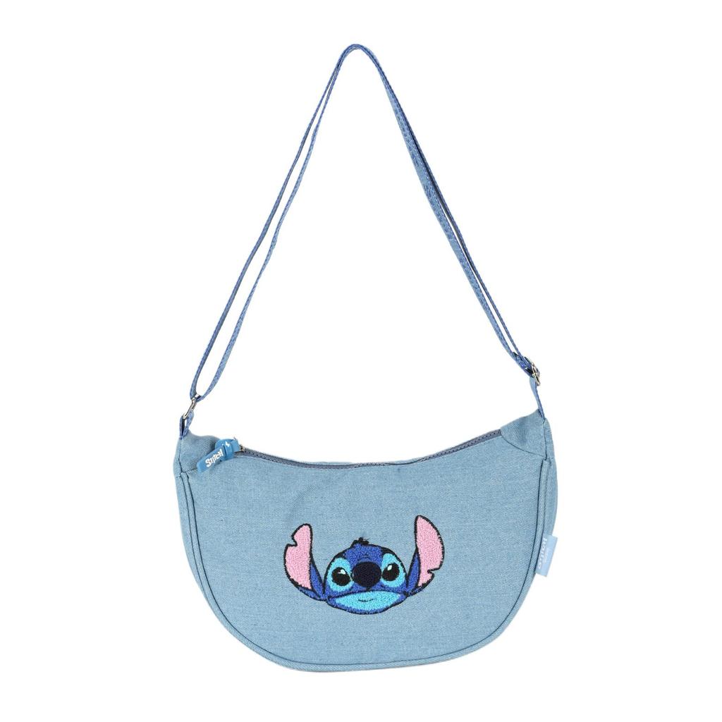 Bolsa Transversal Jeans Meia Lua Stitch Disney em Oferta na Shopee