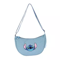 Bolsa Croissant Pequena Transversal Jeans Stitch Disney - Azul