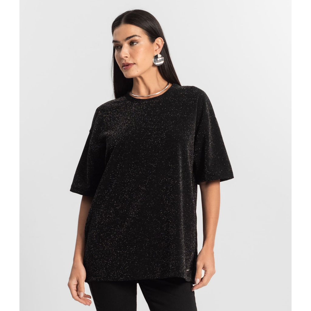 Blusa Feminina T-Shirt Over Rovitex Preto em Oferta na Shopee