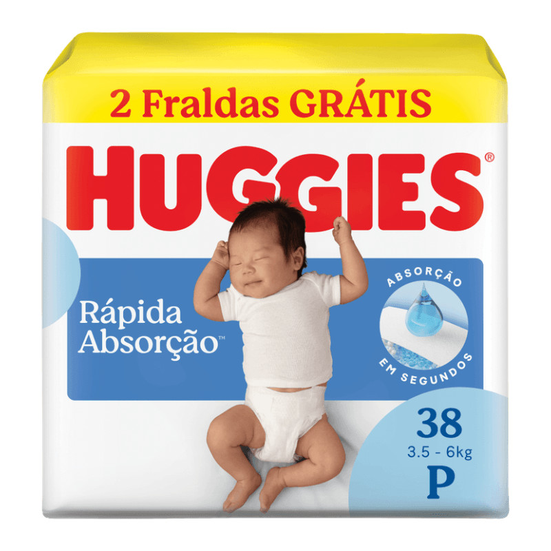 Fralda Huggies Rápida Absorção P 38 unidades em Oferta na Shopee