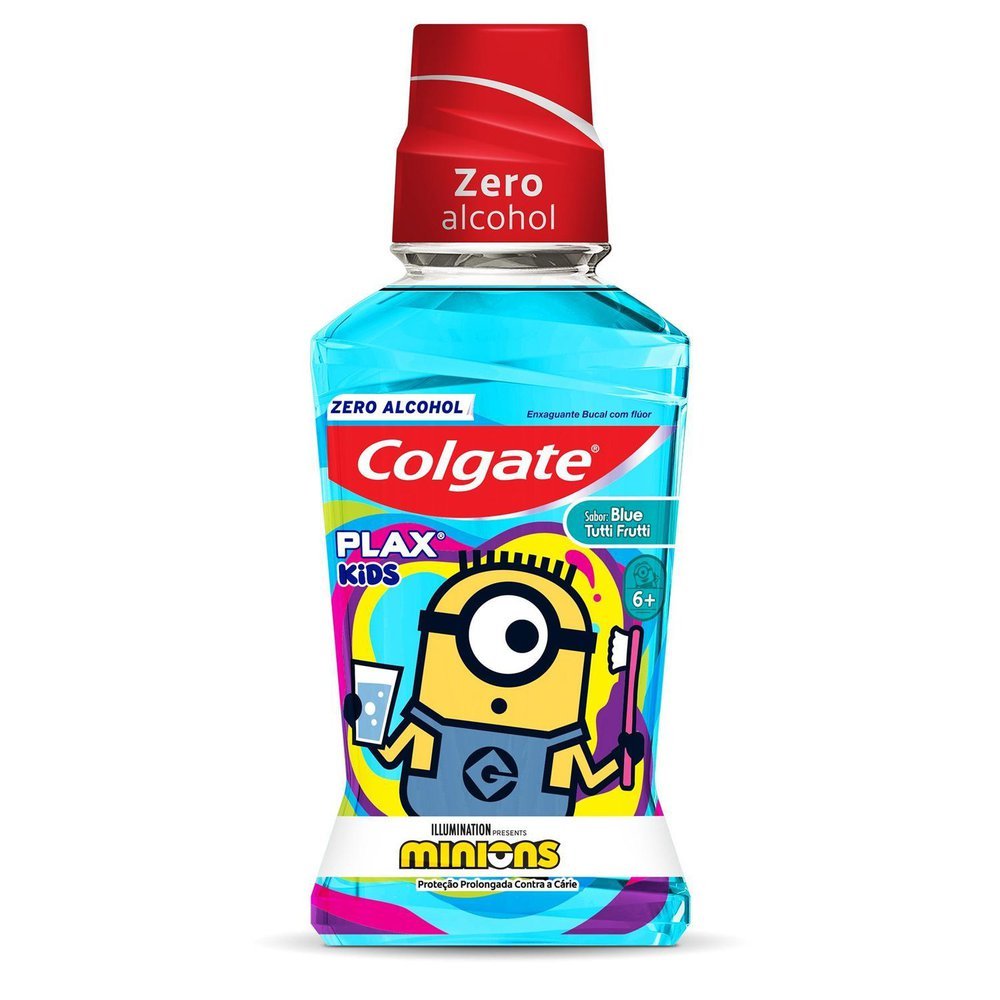 Enxaguante Bucal Colgate Plax Kids Minions com Flúor Sem Álcool Tutti-Frutti com 250ml em Oferta na Shopee