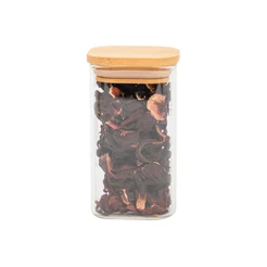 Pote de vidro 250ml com tampa de bambu hermético quadrado - Tüd
