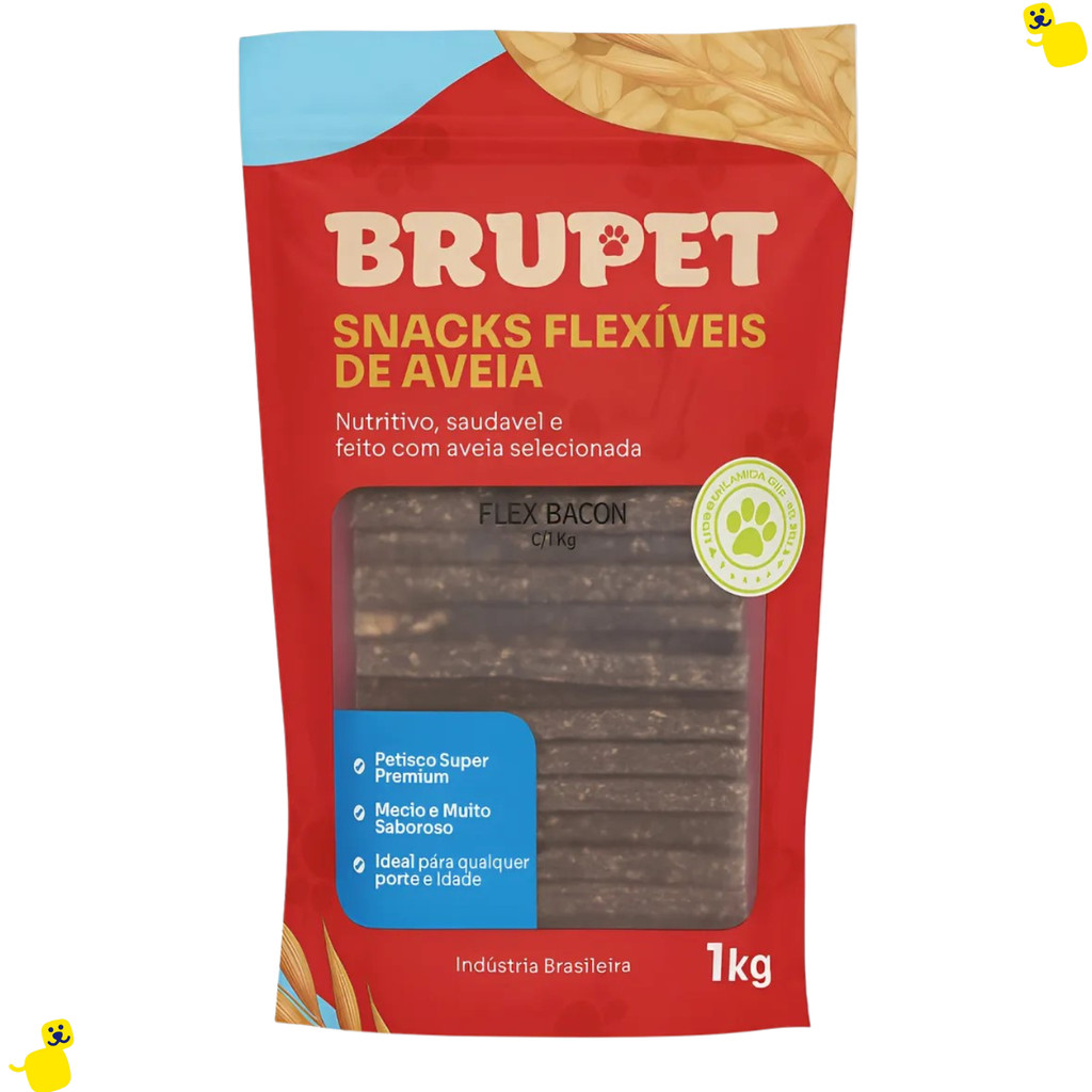 Petisco para Cachorro Palito Flexível Brupet Bacon 1kg Palito para Cachorro Petisco Cachorro Pet