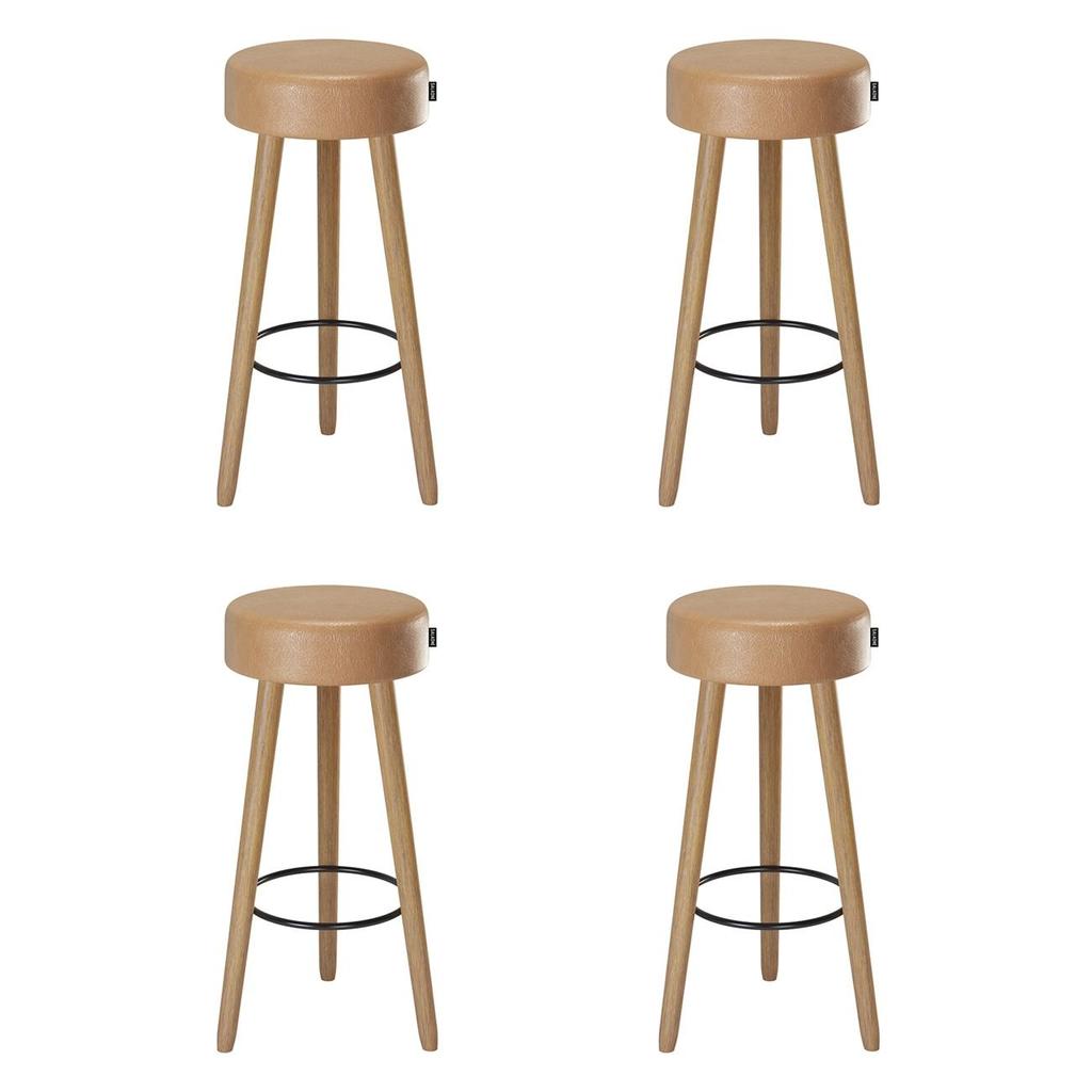 Banqueta Alta Estofada Pés Palito Kit 4 Hong Sintético Amarula S08 - Mpozenato