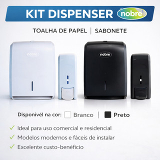Conjunto Dispenser Nobre Preto ou Branco - Para Cozinha e Escritório