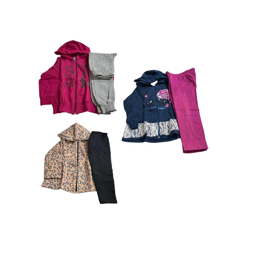 KIT 3 CONJUNTO MOLETOM INVERNO MENINA SORTIDO PARA BEBÊS