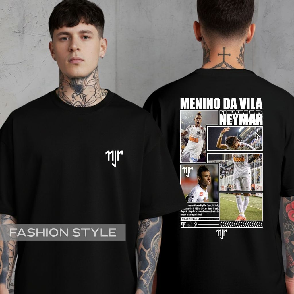 Camiseta Neymar Menino da Vila Futebol Brasileiro Ícone Seleção Estilo Streetwear Casual Algodão