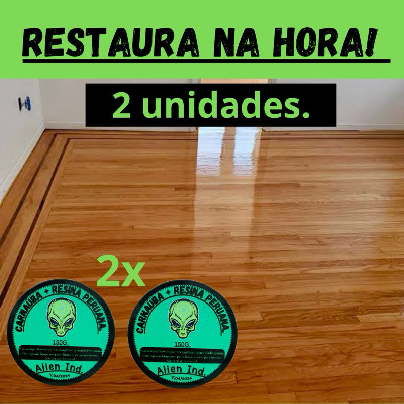 kit 2 Cera Alien Carnaúba Madeira Móveis Piso Revitalizadora