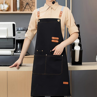 Avental Unissex Cozinha Profissional Dois Bolsos Frontal Ajustável Alto Qualidade em Oferta na Shopee